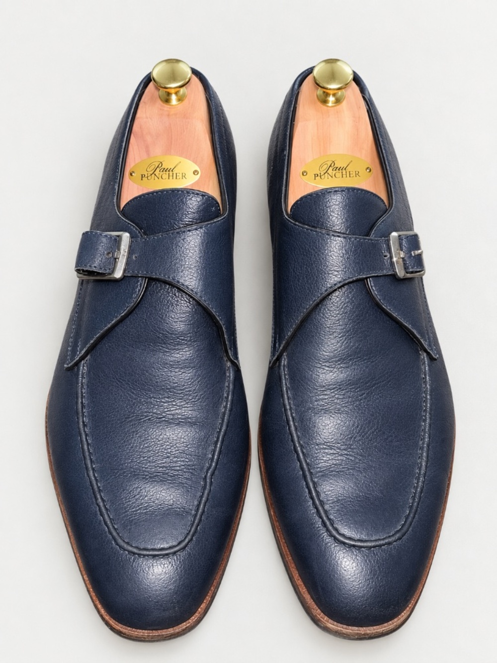 Di Bianco Navy Leather Monk Strap Dress Shoes – Men's US 10